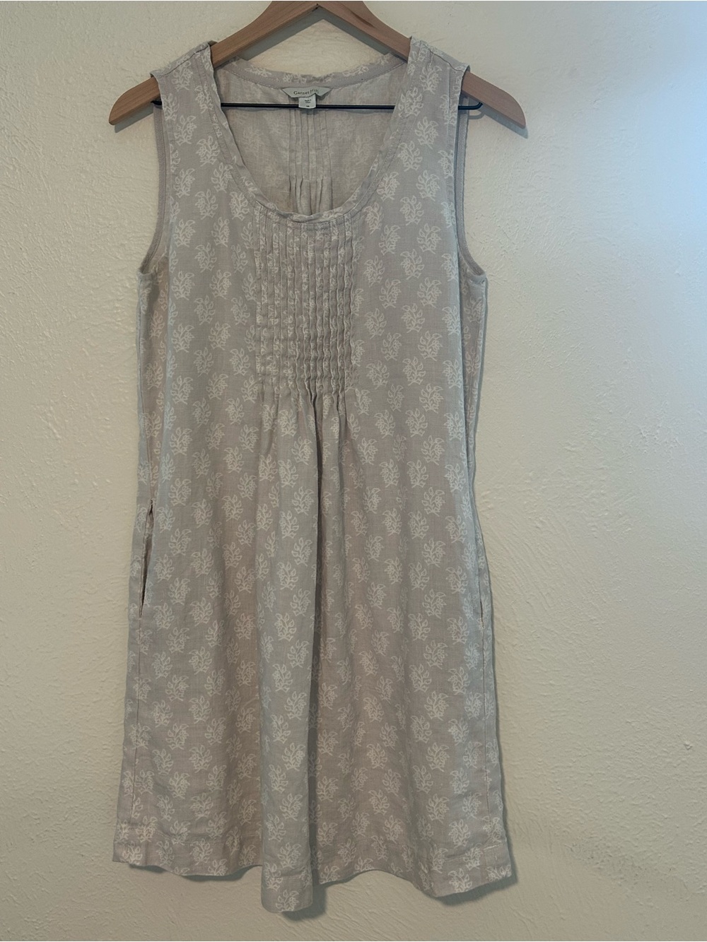 100% Linen Garnet Hill Dress Natural Casual Comfort Career Minimalist Pockets